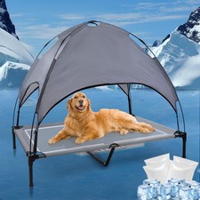 48'' Elevated Outdoor Dog Bed with Canopy, Dog Cot Beds Large Sized Dog