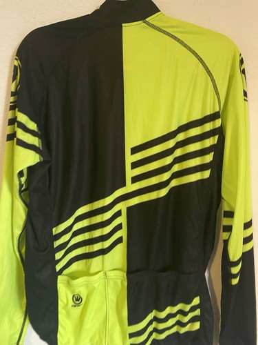 Canari Full Zip Geometric Print Black and Yellow Cycling Long Sleeve Jacket Sz L - Picture 16 of 16