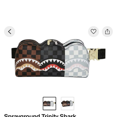 Sprayground  Trinity Shark Flex  Multicolor Checkered Crossbody Bag Zip Gold