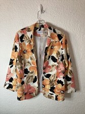 Alfred Dunner Floral Open Front Lined Blazer Jacket Separate Size 8 Classic