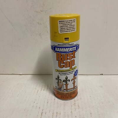 Hammerite Spray Paint Smooth Bright Yellow Finish Rust Cap