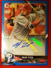 2018 BOWMAN BASEBALL COLBY FITCH PROSPECTS BLUE AUTO  123/150 #PA-CF