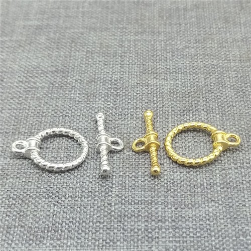 5sets 925 Sterling Silver Twist Coiled Toggle Clasps for Bracelet Necklace 10mm - Picture 3 of 5
