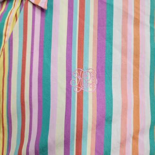 Vintage Lauren Ralph Lauren Button Up Shirt Women M Candy Stripes Bright Colors - Picture 5 of 7