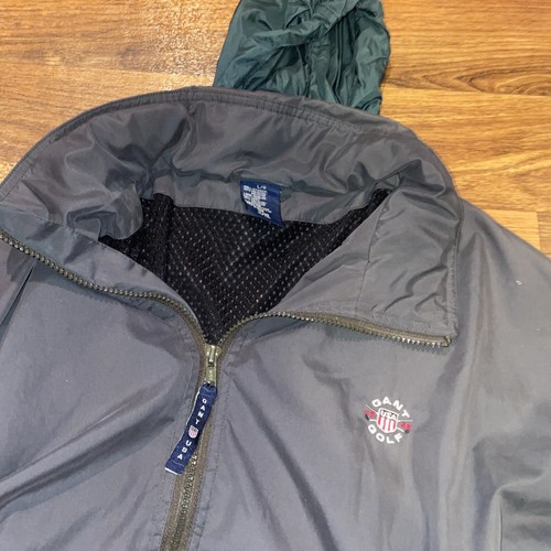 Mens Vintage Gant Golf Jacket Large Black Zip Hooded Windbreaker The Golfer USA - Picture 2 of 5