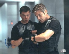 GEORGE CLOONEY & MATT DAMON SIGNED AUTOGRAPH OCEANS ELEVEN 11x14 PHOTO BECKETT