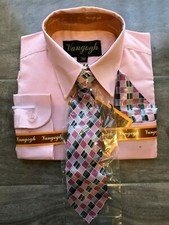 Boys Formal Dress Shirt with Matching Tie and Hanky Vangogh Sizes 3M 6M 9M NEW 