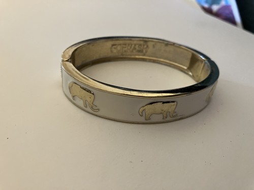 vintage estate ENAMELED ELEPHANT FIGURAL CLAMP BRACELET - Picture 3 of 3