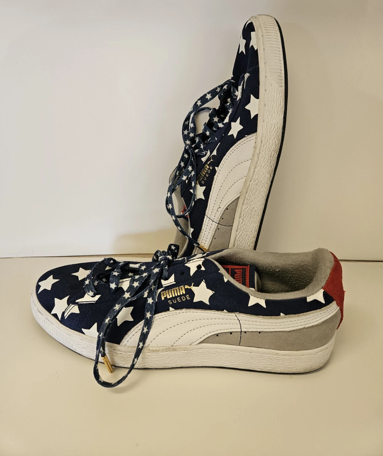 Sneakers Puma uomo taglia 9 5 bandiera americana stelle rosso bianco blu camoscio patriottico