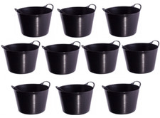 10 x Heavy Duty Tubs Plastic Work Trugs Large 42L Builders Buckets Flexitub