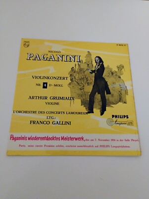 Vintage German NICOLO PAGANINI / VIOLINKONZERT- ARTHUR GRUMIAUX / FRANCO GALLINI