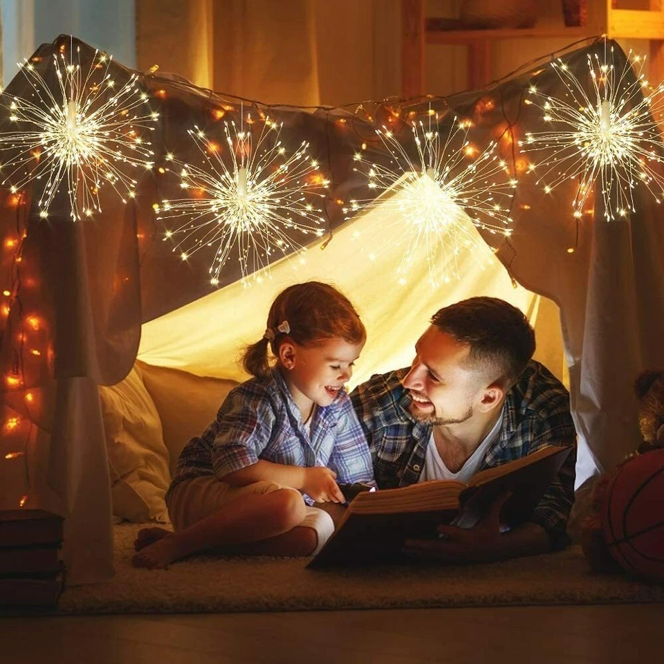 150 LED Hanging Decor Lights Starburst Fireworks Fairy String Light with Remote - Image 2 of 4