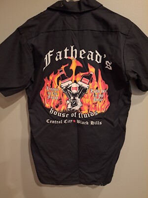 FATHEADS Dickies Black Shop shirt Dive Biker Bar Multiple sizes with sewn patch