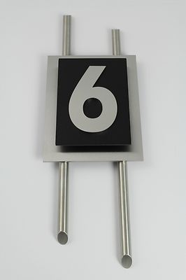 Hausnummer Edelstahl Schwarz Design Verona 1-stellig Zahl 1-9 Zierstangen V2A Z