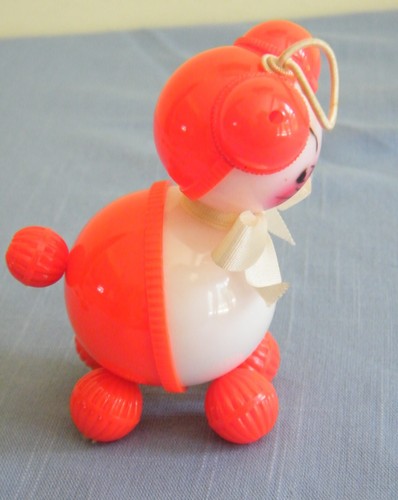 Vintage Hard Plastic Baby Rattle Crib Toy ~ Cute Animal Cat ? w/Ribbon - 第 4/7 張圖片