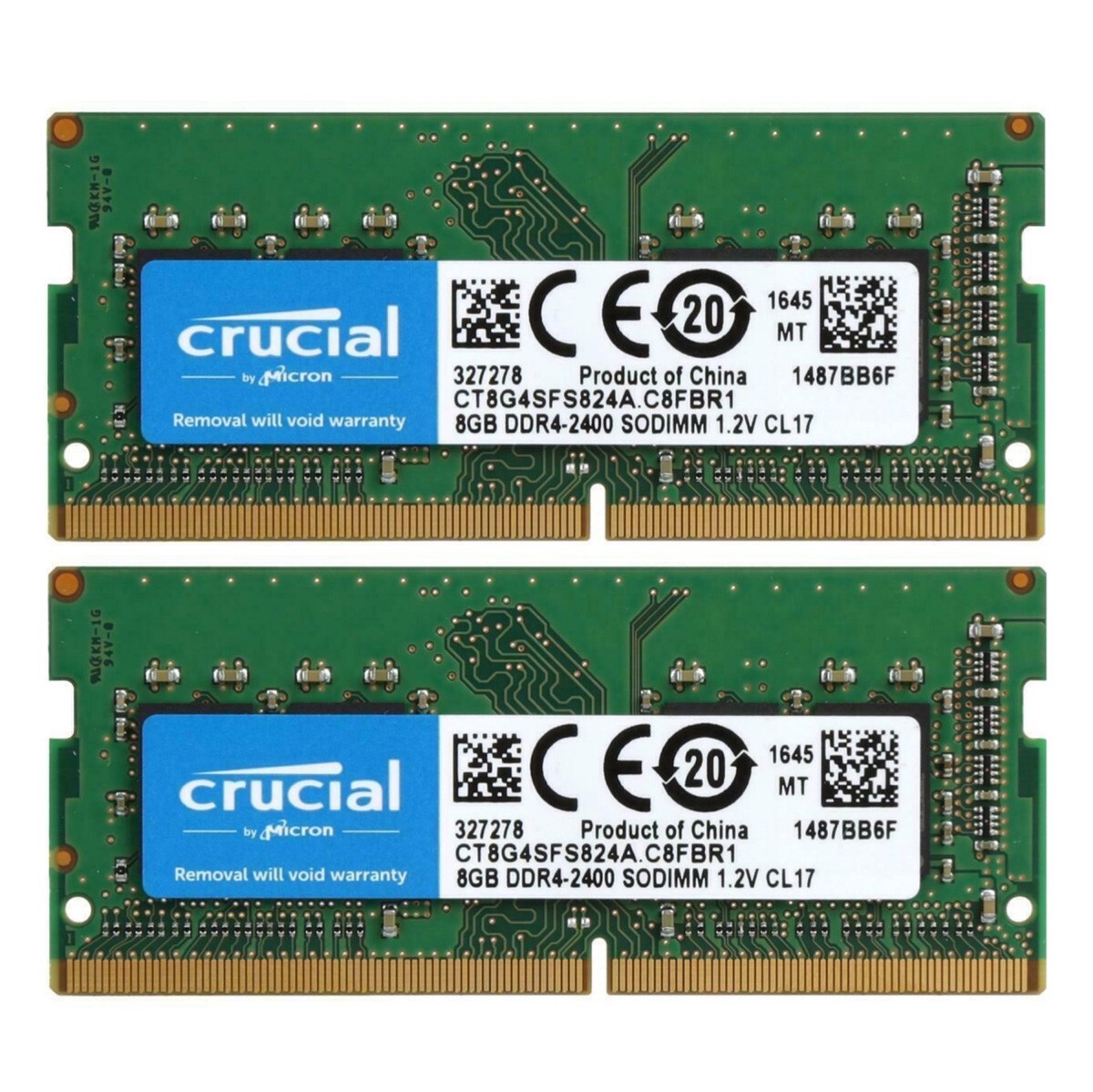 Crucial 16GB 2X 8GB DDR4 2400MHz PC4-19200 Laptop SODIMM Memory