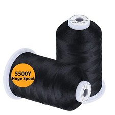 Embroidery Thread 5500 Yards Black 900 2 Huge Spools 40wt Polyester For Brother