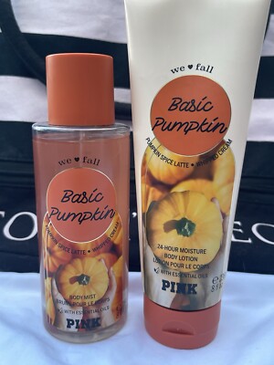 Victoria's Secret PINK Basic Pumpkin Body Mist Spray & Lotion Bundle New