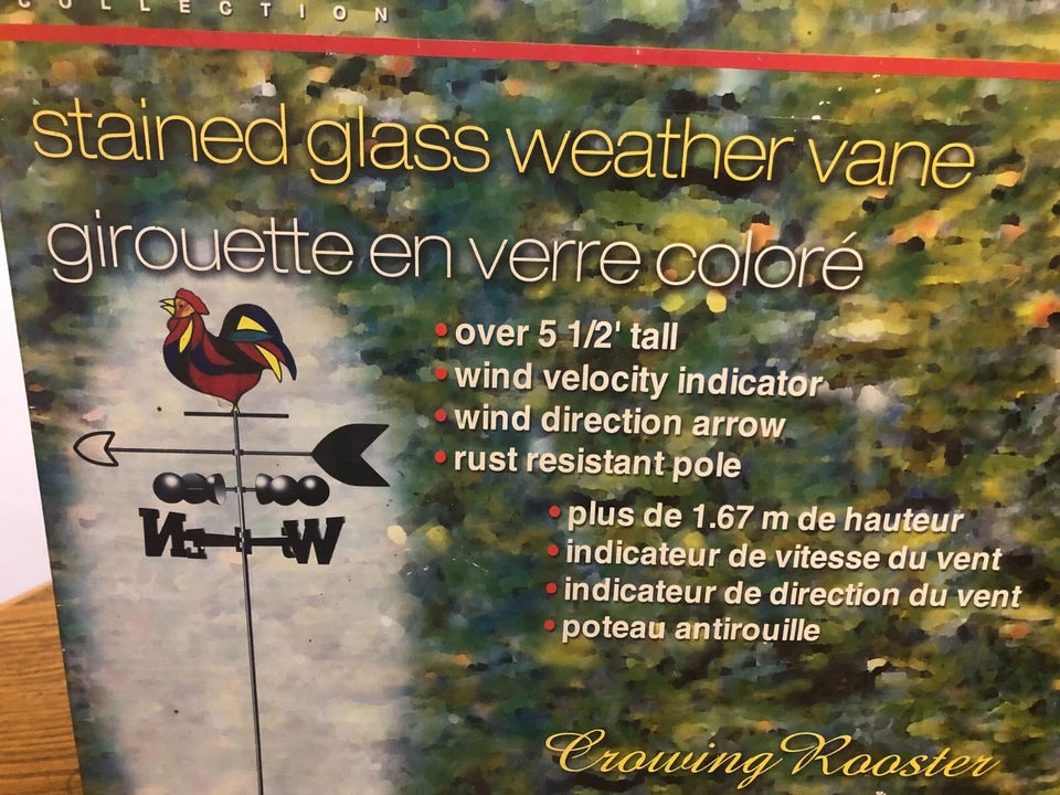 NIB Colibri Collection Crowing Rooster Stained Glass 5.5' Weather Vane WV04 - Image 2 of 4