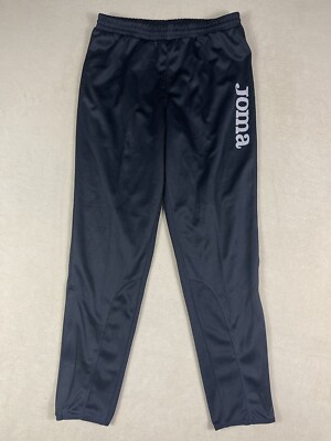 Joma Jogger Track Pants Mens L Elastic Waist Pockets Ankle Zip Tapered Black