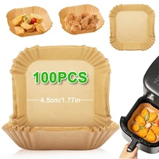 100pcs Air Fryer Liner Disposable Parchment Paper Non Stick Mat Food Oven Baking