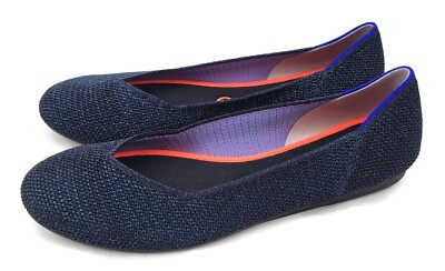 #ad New Rothy#x27;s The Flat Metallic Lattice Stitch Womens 10.5 Black Friday Rothys $240.00