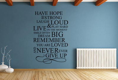 Handschnitzerei BE STRONG NEVER GIVE UP Worte Zitat Wandkunst Aufkleber UK Deko RUI203