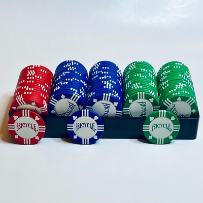 Kit 100 Jetons Poker BICYCLE 8g Avec Plateau - 4 Couleurs Tournoi - Neuf