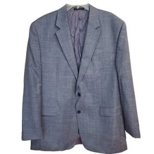 CHAPS Mens Blazer Sport Coat Jacket 46L Wool Gray Two Button SB Office Wedding
