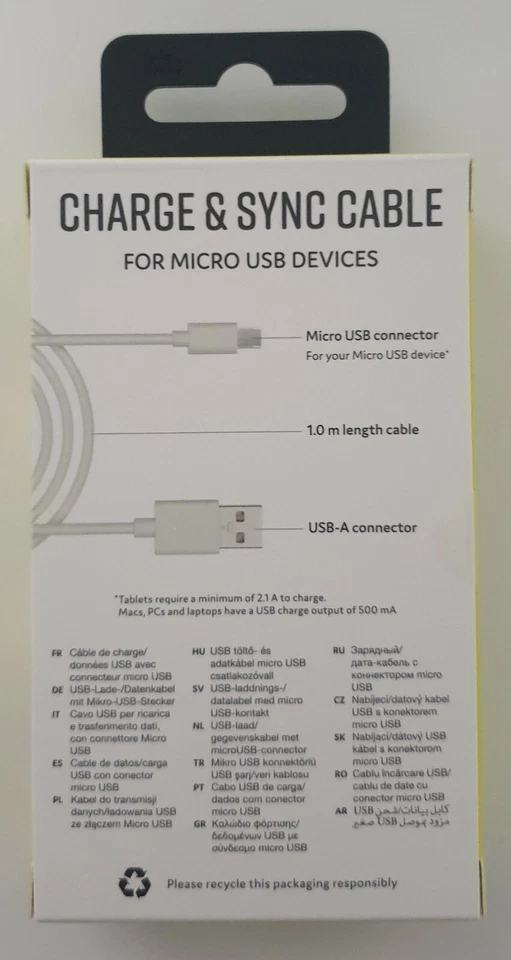 Nuevo Kit Micro USB Cable de Carga y Sincronización 1 Metro Foto 2 de 2