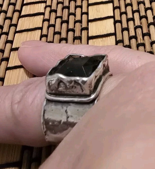 Anillo martillado de cuarzo ahumado Silpada R1453 tamaño 7 plata de ley 925 ¡NUEVO SIN ETIQUETAS COMO NUEVO!! Foto 2 de 4