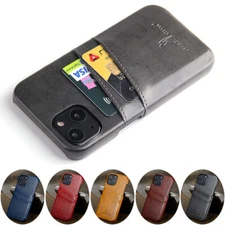 For iPhone 13 12 Mini 11 Pro Max Slim PU Leather Case Credit Card Slot Cover