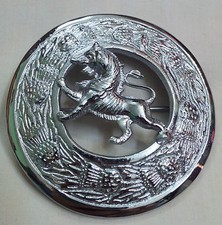 Scottish Kilt Fly Plaid Brooch Lion Rampant Silver Finish 3"/Sash brooch  Pins