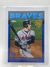 2021 Topps Chrome Baseball Freddie Freeman 1986 Mojo Blue Refractor /150