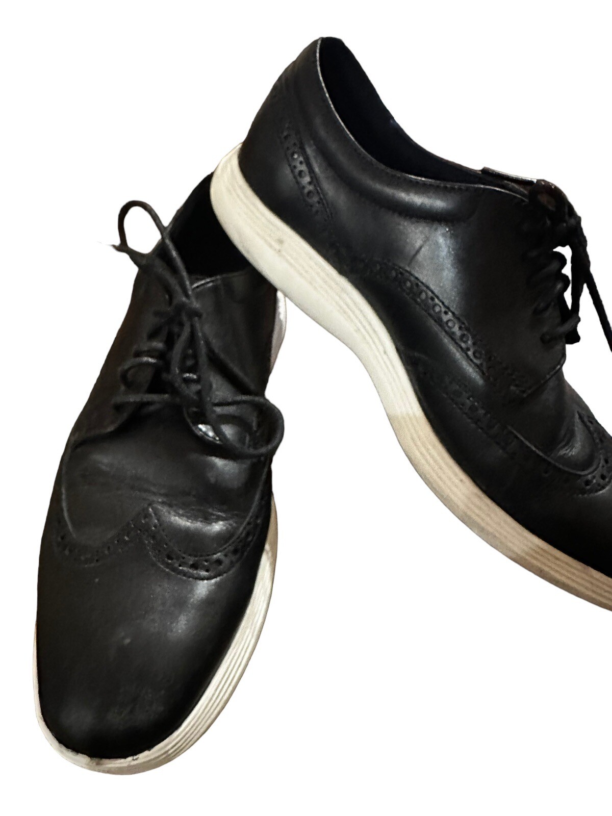 SAOLA Scarpa da uomo Cole Haan Original Grand in pelle nera punta alare GrandOS Oxford pizzo 9 5