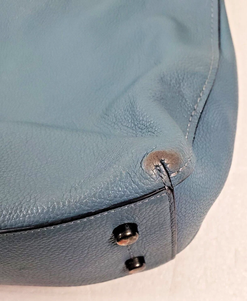 Coach Edie Hobo Blue Pebbled Leather Shoulder Bag Silver Hardware RARE - Image 3 of 4