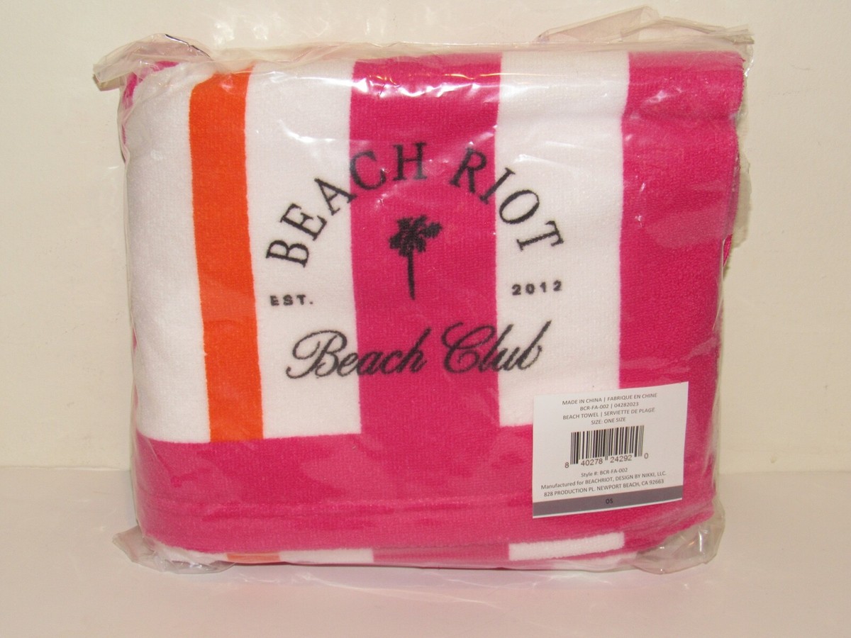 Beach Riot Beach Club Beach Towel Pink Orange White Stripe