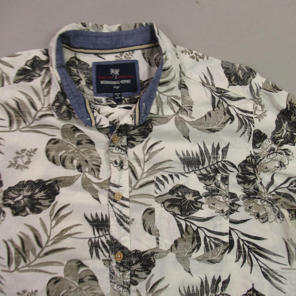 International Report Shirt Mens Large Short Sleeve Button Front Cotton Floral - Image 2 of 4