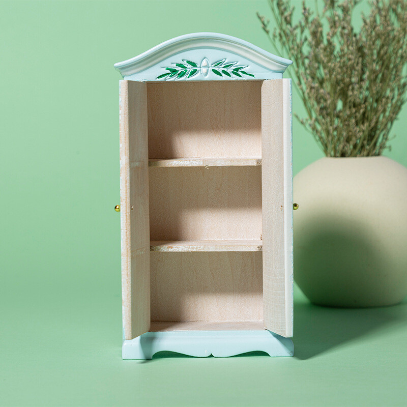 Miniature 1/12 Scale Princess Dollhouse Wardrobe Handmade Cabinet  -image