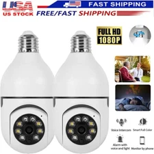 2X 360° 1080P E27 Light Bulb Camera 2.4GWiFi IR Night SmartHome Security Wireles
