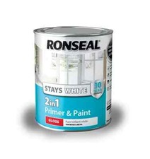 Ronseal Stays White 2 in 1 Primer and Paint  GLOSS FINISH  750ML