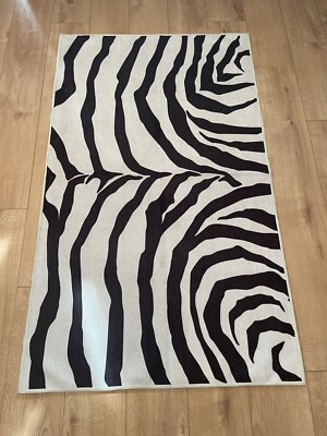 Zebra Schwarz Teppich Safari Afrika Mängel 90x150 Groß UVP 99£ Waschbar Ruggable