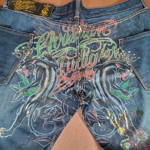 Christian Audigier Denim Jeans Crown 