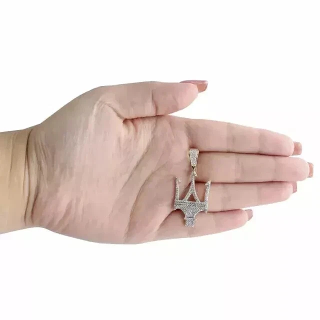 Colgante de coche Maserati de diamantes creado en laboratorio de 2 quilates enchapado en oro amarillo de 14 k para hombre de 1,80" Foto 2 de 3