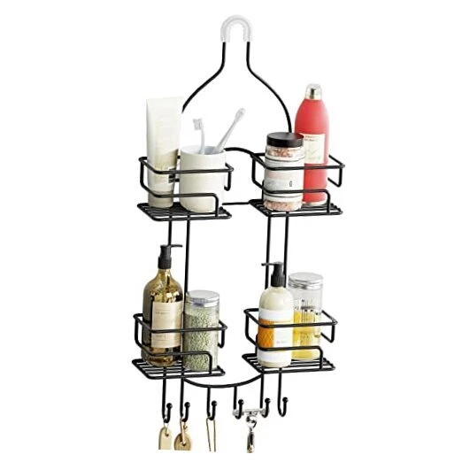 Shower Caddy Hanging Over Head, Bathroom Shower Organizer Shower Rack Black