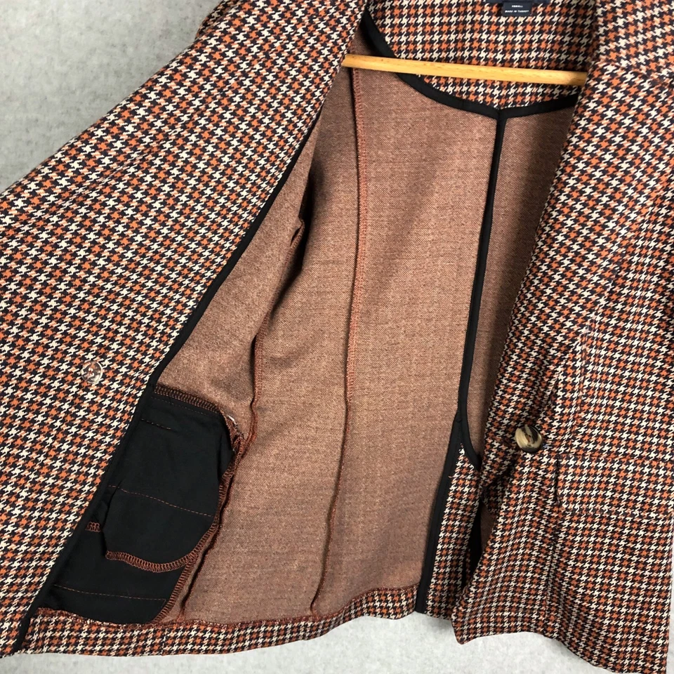 Blazer Maeve by Anthropologie Assimétrico Houndstooth Laranja Tamanho XS - Imagem 4 de 4