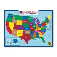United State Map Laminated Poster -Double Side Educational Poster For Kids/Ad...