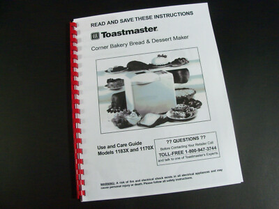 Toastmaster Bread Machine Manual Model 1170x, 1183x