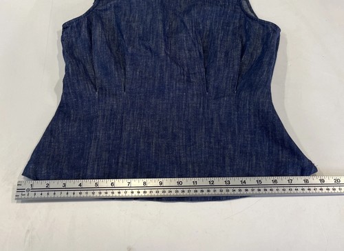 M&S Two Piece Blue Linen Blend Wide Trouser and Fitted Sleeveless Top Size 12 - Picture 8 of 18