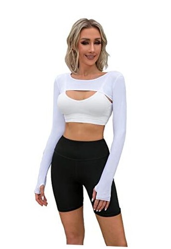 Cooling Shawl Arm Sleeve Sun Protection Women's Tops for Small White